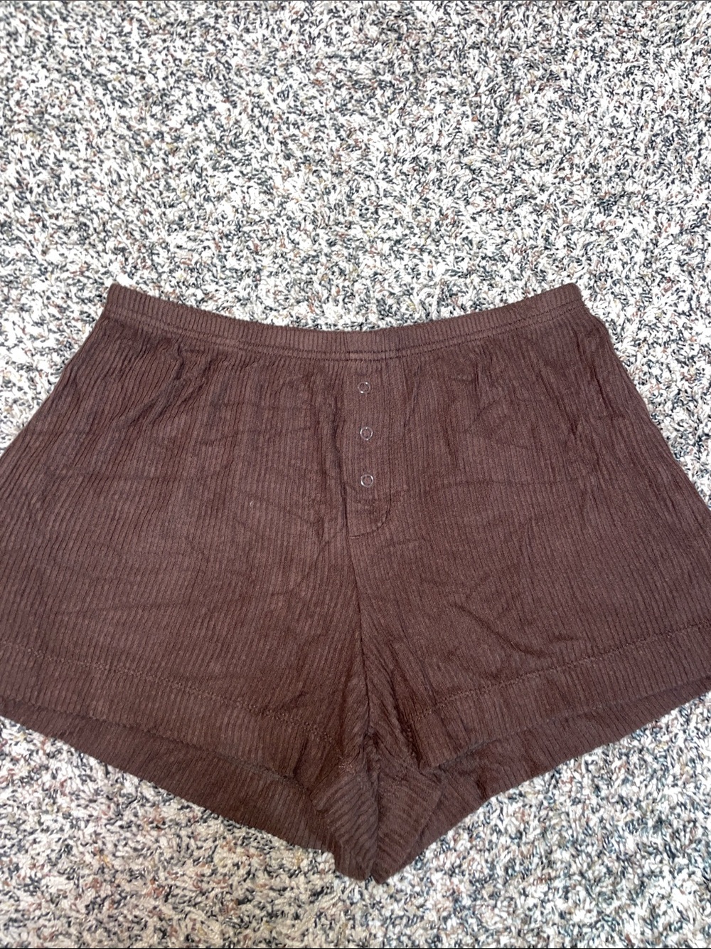 Auden Ribbed Elastic Waist Pull On Soft Lounge Shorts Brown Size S | NWOT